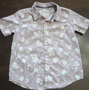 Boys Pink Floral Short-Sleeve Button-Up Shirt